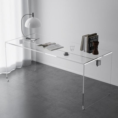 Luck Live szklane biurko z przezroczystego hartowanego szkła