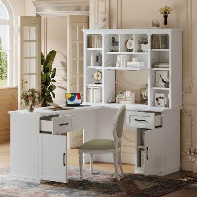 TIRAMISUBEST narożne biurko L z szafkami i półkami