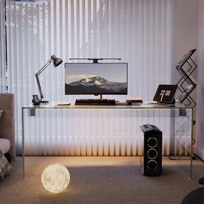 Luck Live białe biurko z hartowanego szkła